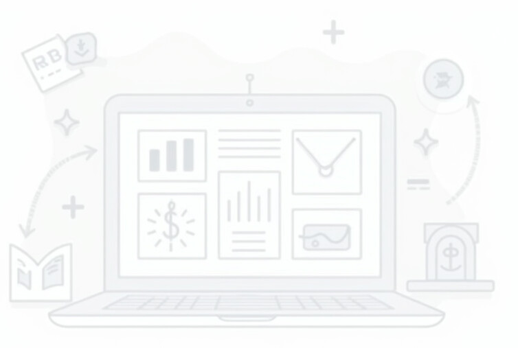 affiliate marketing concept illustration with laptop, charts, and digital money