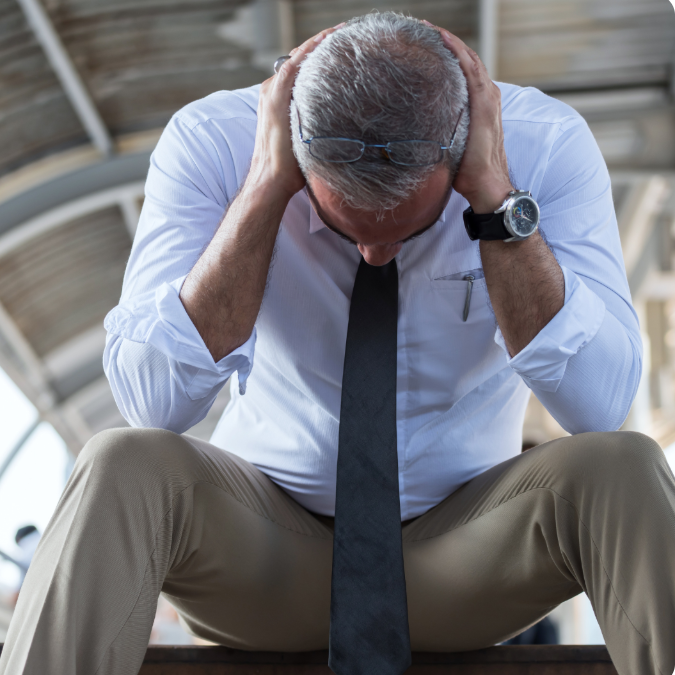 Screenshot of a disappointed man