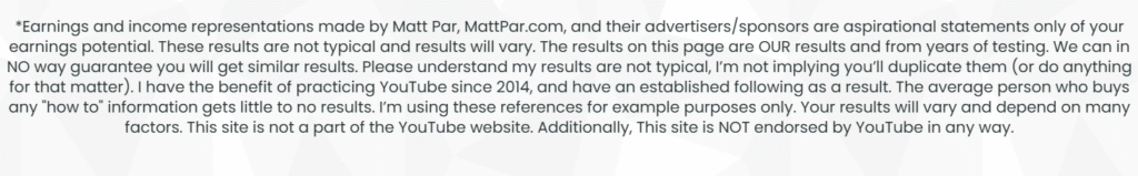 Decorative screenshot of disclaimer