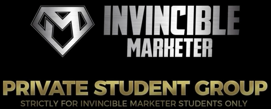 Screenshot of invisible marketer private student page