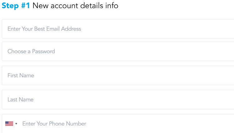 Modern Wealthy checkout form requiring mandatory phone number during signup.