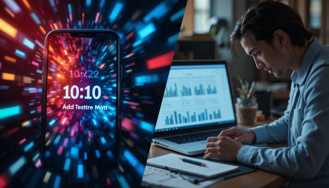 Contrast between emotional urgency marketing and calm research-driven decision-making.