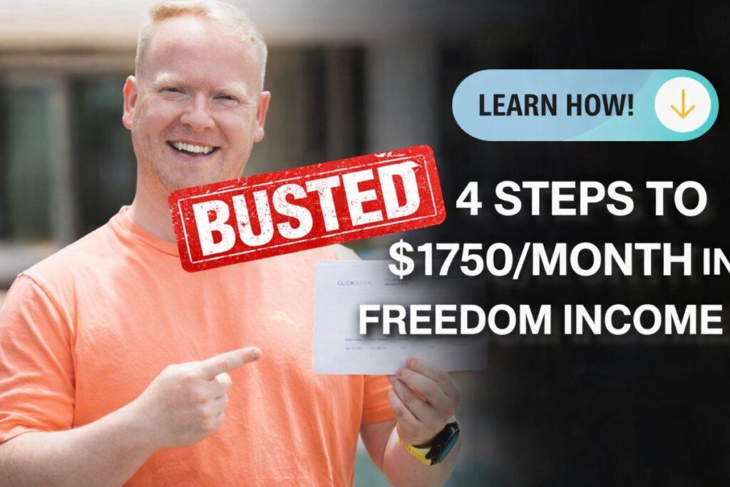 Freedom Income Facebook ad claiming four steps to $1750 per month