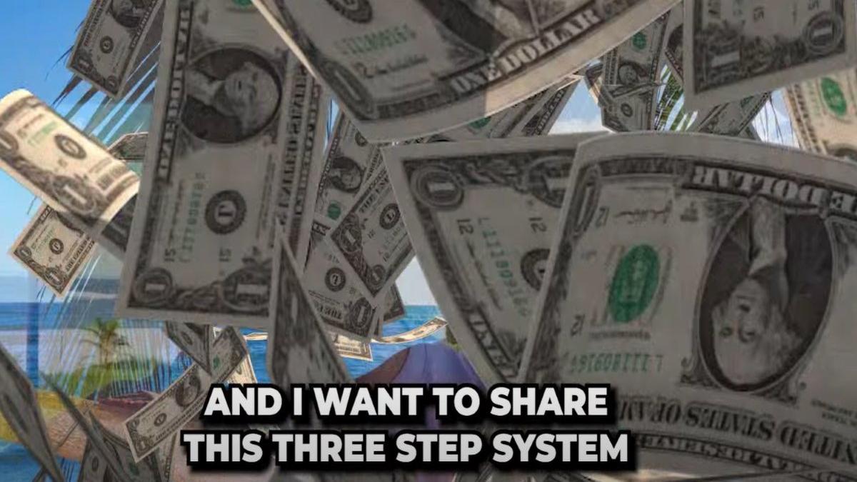 Freedom Income marketing graphic showing a three step income system
