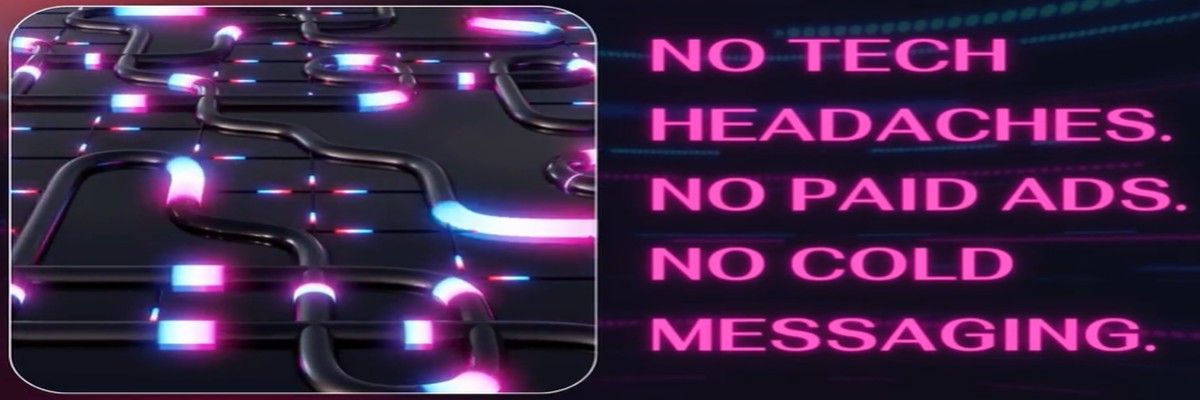 Mobile Profit System graphic claiming no tech headaches, no paid ads, and no cold messaging