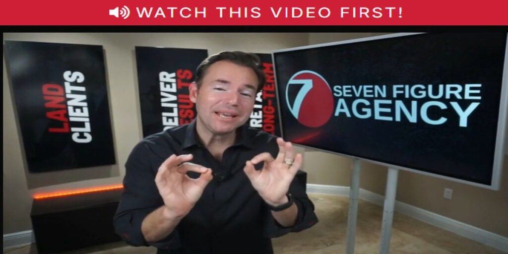 Seven Figure Agency video presentation page after email signup