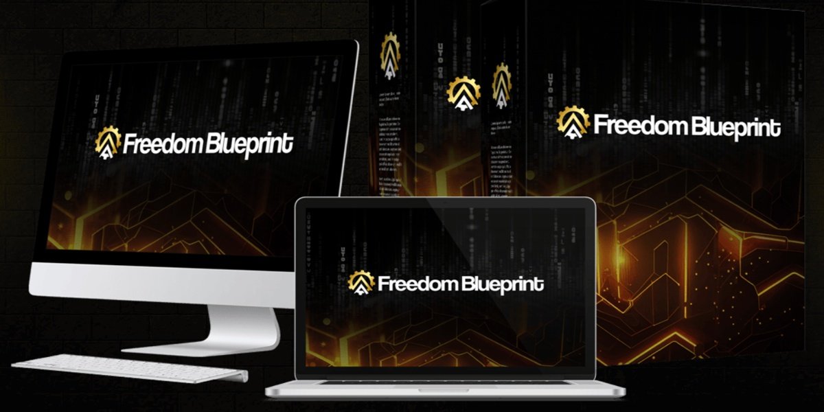 Freedom Blueprint program shown across multiple devices representing funnel-based affiliate marketing system