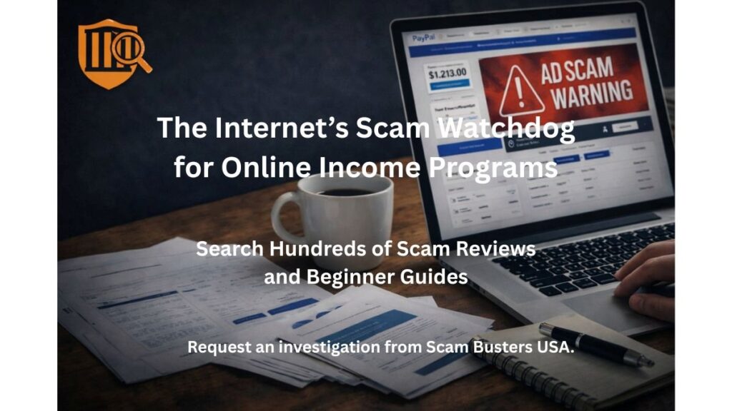 Scam Busters USA – Online Income Program Scam Watchdog Scam Busters USA investigating online income scams and affiliate marketing programs