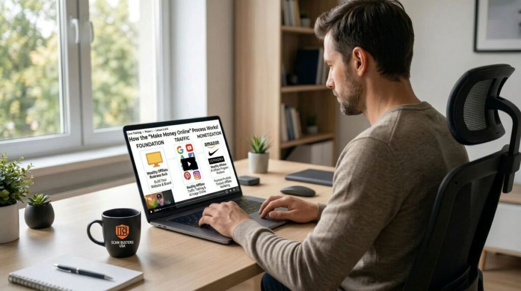 Building a Real Affiliate Marketing Website Step by Step Person building an affiliate marketing website using step-by-step training instead of cookie-cutter systems