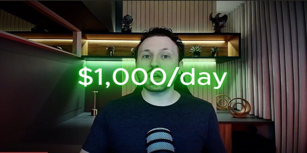 Screenshot showing claim of earning up to $1000 a day with AI traffic loophole